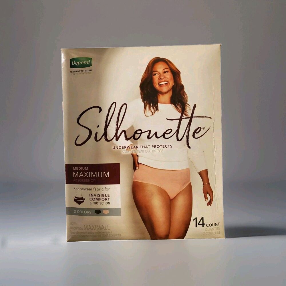 Depend Diapers Silhouette Incontinence Postpartum Underwear Women Medium 14 ct